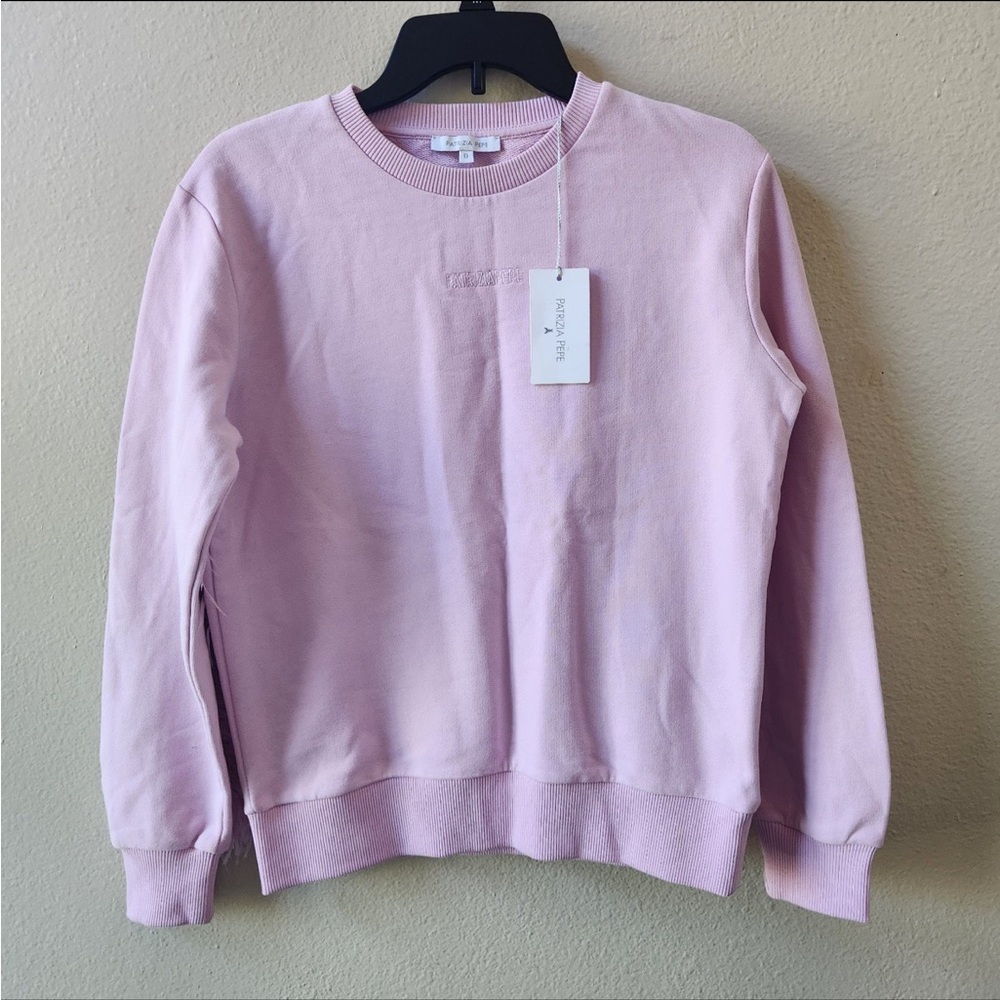NWT Patrizia Pepe feathered lilac lavender cotton  sweatshirt sweater size XS
